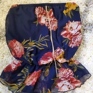 Vivace strapless navy & floral tube top